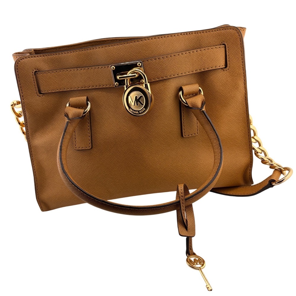 Michael Kors Hamilton Satchel‎ Tan Leather Medium Workwear Chic
